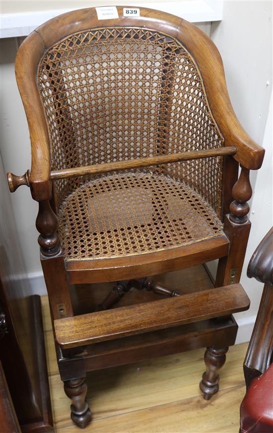 An early Victorian mahogany childs high chair
